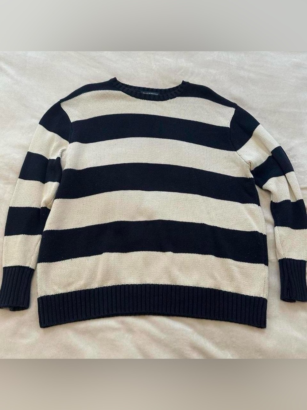 Brandy Melville Blue & White Brianna Cotton Thick Stripe Sweater